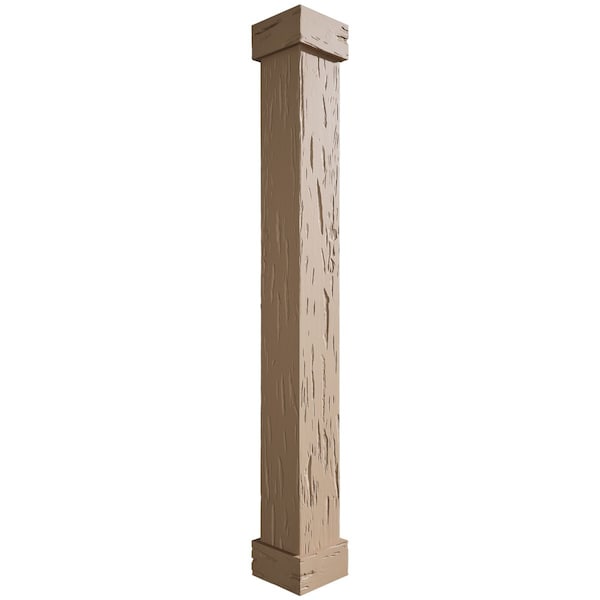 Ekena Millwork Pecky Cypress Faux Wood Non-Tapered Square Column Wrap w/ Standard Capital & Base, 18"W x 4'H COLUPC18X048STUF - main
